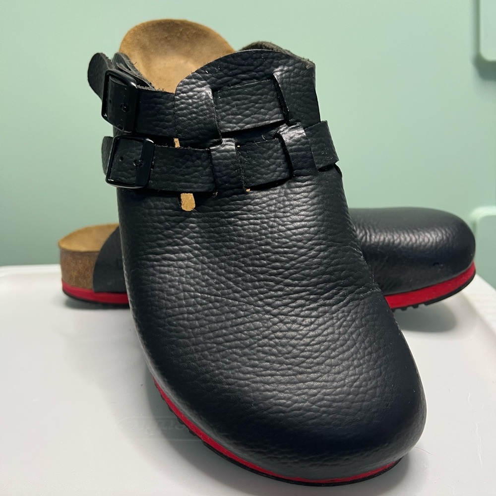 Birkenstock Clogs Black with Red Stripe Size 42